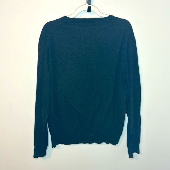 J Crew Black V-Neck Women’s Sweater 95% Cotton 5% Cashmere Large - Picture 4 of 4